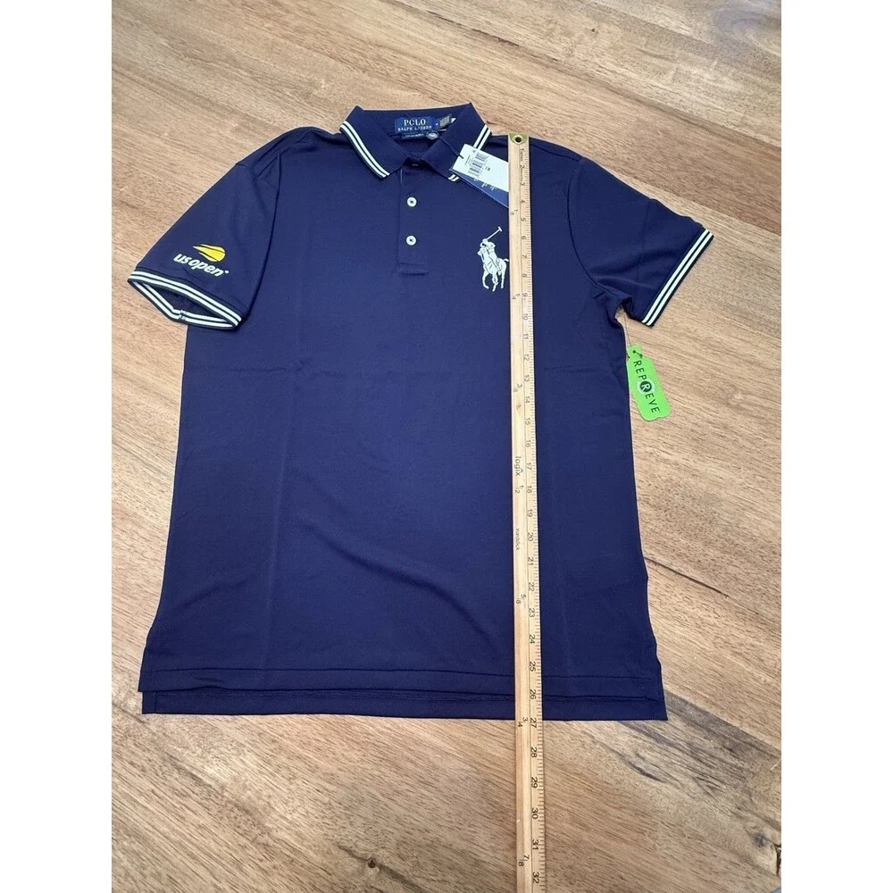 NWT US Open Polo Ralph Lauren Umpire Polo Shirt Navy Medium Tennis Navy Pony